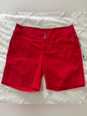 NWT Jofit Women’s Red Golf Shorts Size 6 UPF50+ Pockets Belt Loops Active